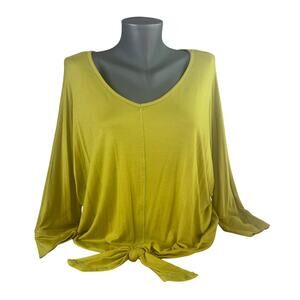 Studio JPR NEW NWT Women's Front Tie Lime Green Blouse Shirt Top Size Medium